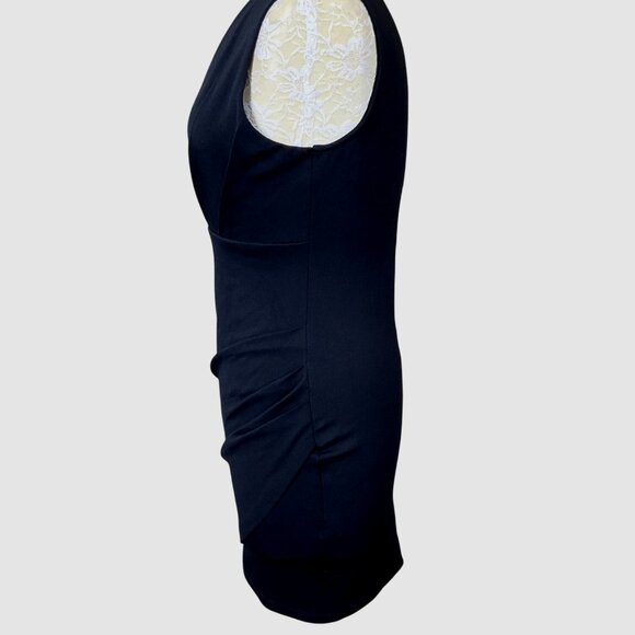 Lulus Cocktail Hour Black Sleeveless Pleated Tulip Hem Mini Dress M - Picture 3 of 8